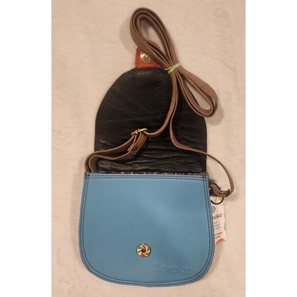 Soruka Leather Animal Blue Leopard Cheetah Crossbody Purse Bag Mall 7x7 Inch - Picture 5 of 11